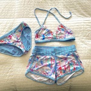 Athleta Girl Swimsuit and board shorts- Size Kids Large/ 12
